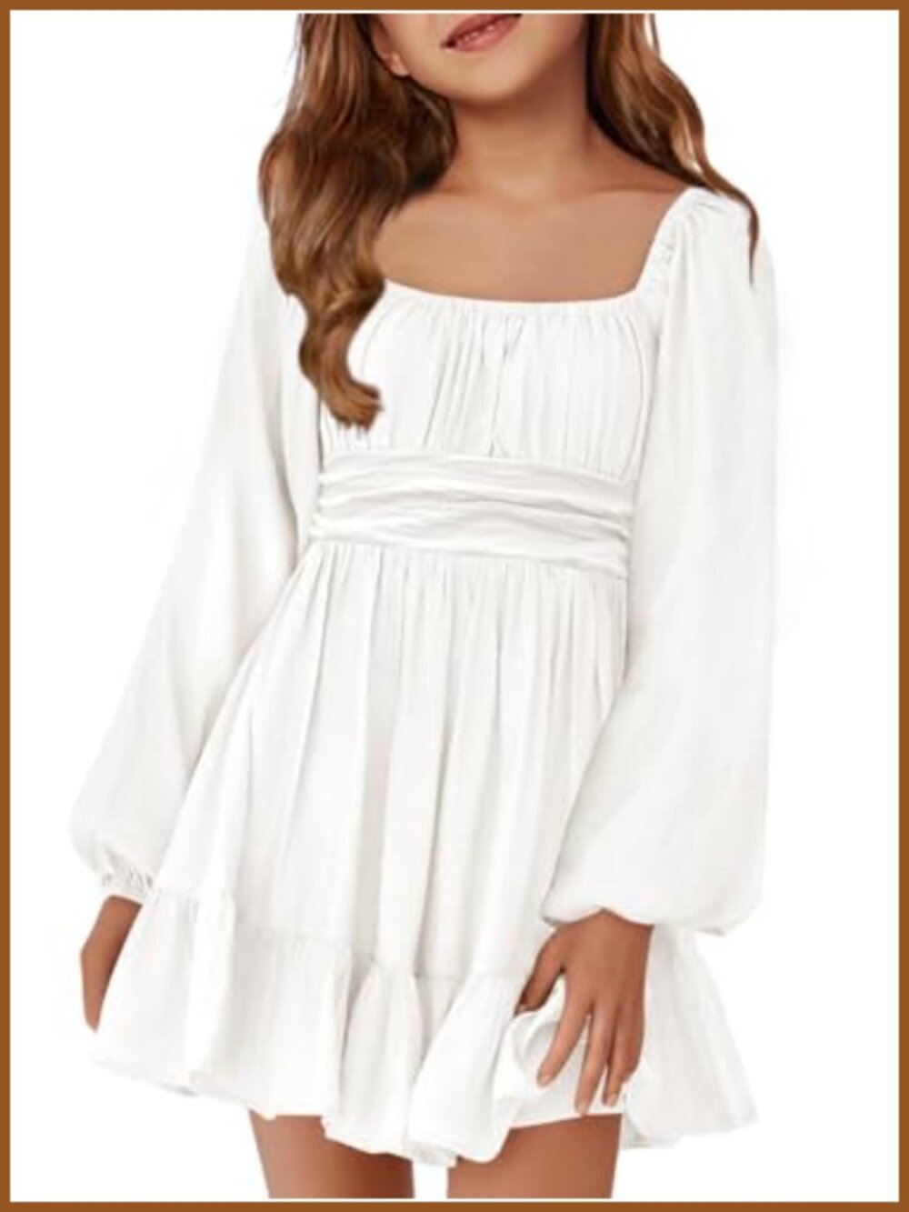 Girls Long Sleeve Tie Back A-Line Mini Dress